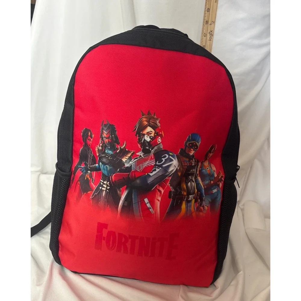 Fortnite School Backpack OS Red Character Graphic Padded Straps Mesh Pockets